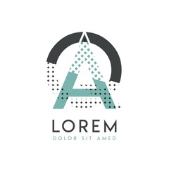 QA modern logo design with gray and blue color that can be used for creative industries and paper printing. AQ logo is filled with bubbles and dots, can be applied in the background and wallpaper.