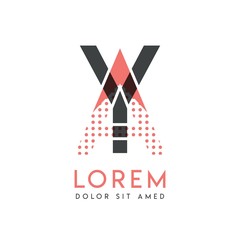 YA modern logo design with gray and pink color that can be used for creative business and advertising. AY logo is filled with bubbles and dots, can be used for all areas of the company