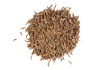 Pile of the cumin with shadow isolated on white