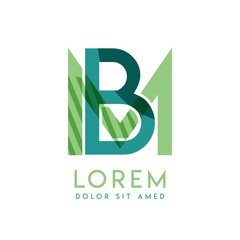 MB luxury logo design with green and dark green color that can be used for creative business and advertising. BM logo is filled with bubbles and dots, can be used for all areas of the company.