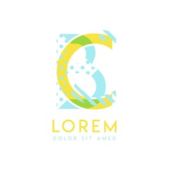 BC natural logo design with yellow and ocean blue color that can be used for creative business and advertising. CB logo is filled with bubbles and dots, can be used for all areas of the company.