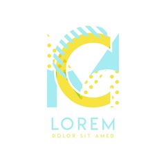 MC natural logo design with yellow and ocean blue color that can be used for creative business and advertising. CM logo is filled with bubbles and dots, can be used for all areas of the company.