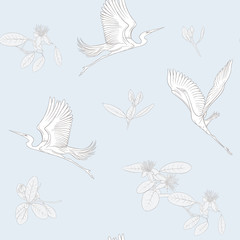 Seamless pattern, background. with tropical plants