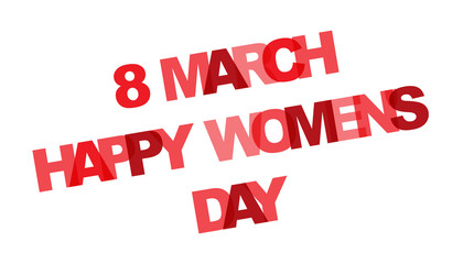 8 March International Women's Day. Color text design element for poster, greeting card, party invitation, banner or flyer.