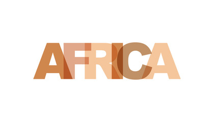 Africa, phrase overlap color no transparency. Concept of simple text for typography poster, sticker design, apparel print, greeting card or postcard. Graphic slogan isolated on white background.