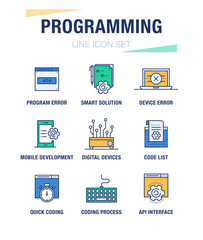 PROGRAMMING LINE ICON SET