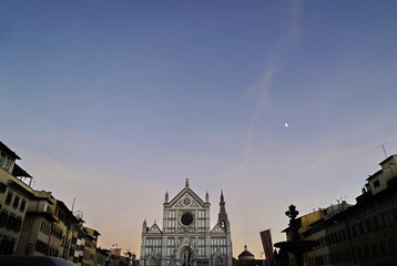 Santa croce square at sunset, Florence, Italy