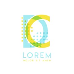 DC natural logo design with yellow and ocean blue color that can be used for creative business and advertising. CD logo is filled with bubbles and dots, can be used for all areas of the company.