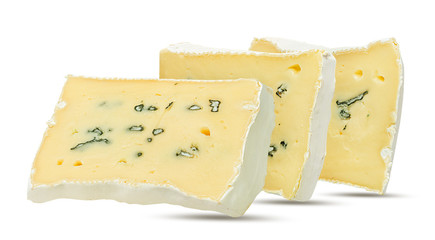 White mould cheese isolated on white background with clipping path