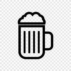 Beer icon vector on transparent grid