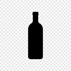 Bottle icon vector on transparent grid