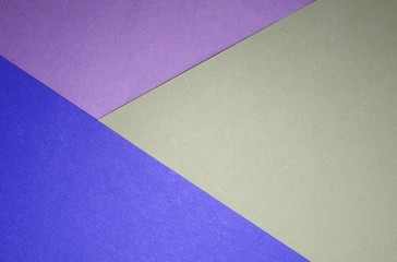 Violet blue grey abstract triangle trio color papers background space
