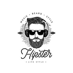 Hipster life style Beard man. Vector illustration