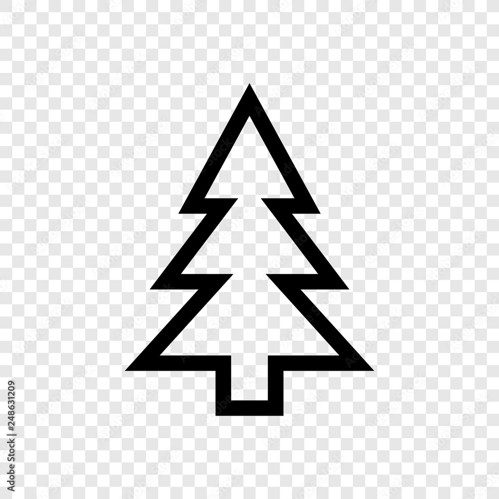 Poster christmas tree icon vector on transparent grid