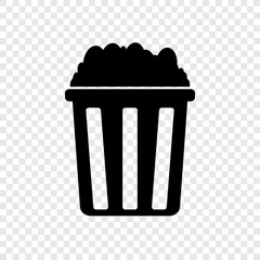 Popcorn icon vector on transparent grid
