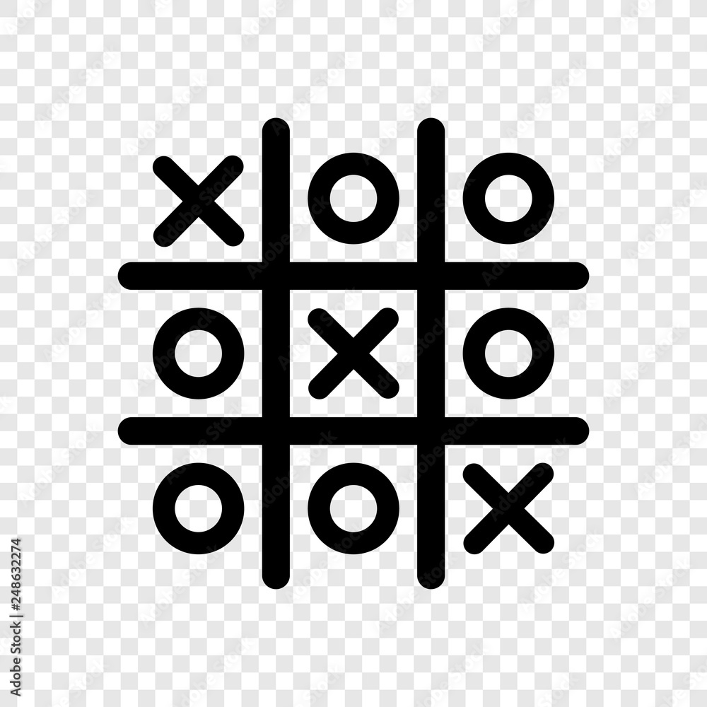 Poster tic tac toe icon on transparent grid