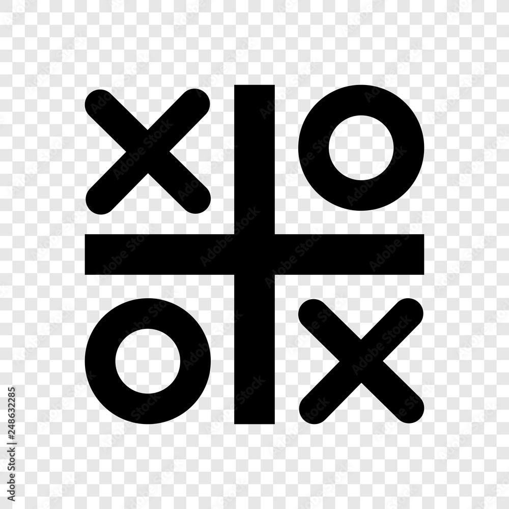 Poster tic tac toe icon vector on transparent grid