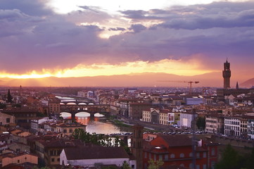 View of Florence at sunset, Italy