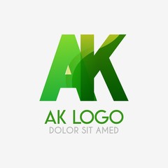 The AK logo with striking colors and gradations, modern and simple for industrial, retail, business, corporate. this KA logo made for online and offline media both web, mobile, logo, brochure, flayer.