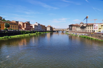 Fototapeta na wymiar Ponte Vecchio seen from Ponte alle Grazie, Florence, Italy