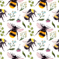 Stoffe zum Nähen seamless pattern with bumblebee
