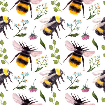 seamless pattern with bumblebee