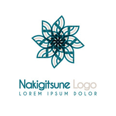 blue and gray flower logos with geometric shapes. for the celebration of religion and architecture of the Middle East. suitable for corporate, business and development interiors