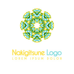 blue and yellow flower logos with geometric shapes. for the celebration of religion and architecture of the Middle East. suitable for corporate, business and development interiors