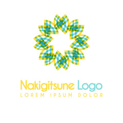 blue and yellow flower logos with geometric shapes. for the celebration of religion and architecture of the Middle East. suitable for corporate, business and development interiors