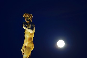 Copy of David in the Piazzale Michelangelo with the Moon, Florence, Italy