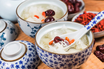 Snow Fungus and Pear Sweet Soup Dessert Chinese Healthy