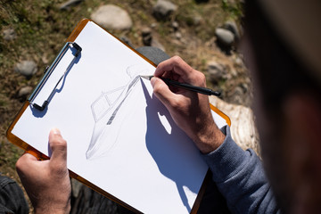 artist making a draw art artwork concept sketch creative pen paper pencil drawing