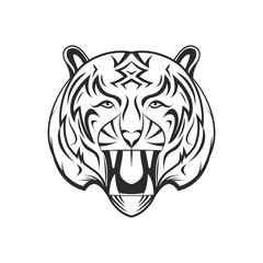 Head of tiger isolated on white background.