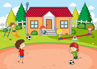 Obraz na płótnie Canvas Children playing at house