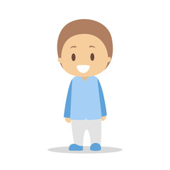 Little boy character in blue shirt and pants