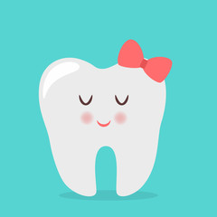 Happy white shiny tooth. Idea of dental care