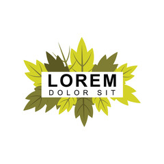 Autumn logos with brown and green leaves, forests, cherries, seasonal scenery. designed for environmental and health safety. suitable for botanical, agricultural and organic plant businesses