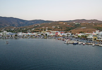 View from the ferry before evening of Tinos, Cyclades