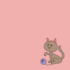 The cat playing with the ball. Vector.