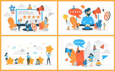 Rating web banner set. Idea of feedback