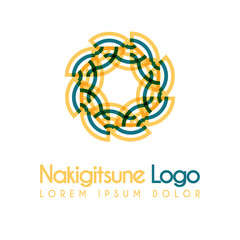 blue and yellow flower logos with geometric shapes. for the celebration of religion and architecture of the Middle East. suitable for corporate, business and development interiors