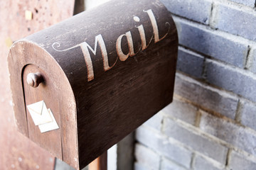 A wooden mailbox