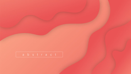 Living Coral Trendy Color. Abstract Wave Shape Gradients. Background Design Composition For Flyer, Banner, Magazine, Brochure, Website, Cover, Poster, Mobile App. Vector Illustration, Eps 10.