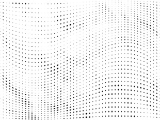 Halftone gradient pattern. Abstract halftone dots background. Monochrome dots pattern. Grunge wave texture. Pop Art Comic small dots. Radial twisted dots. Design for presentation, report, flyer, cover