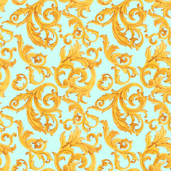 Golden baroque rich luxury pattern