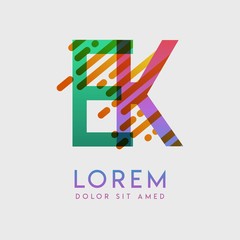 EK logo with the theme of galaxy speed and style that is suitable for creative and business industries. KE Letter Logo design for all webpage media and mobile, simple, modern and colorful.