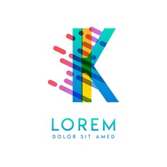 IK logo with the theme of galaxy speed and style that is suitable for creative and business industries. KI Letter Logo design for all webpage media and mobile, simple, modern and colorful.
