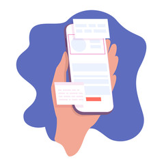 Hand holding smart phone showing display, Smartphone screen