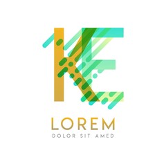 KE logo with the theme of galaxy speed and style that is suitable for creative and business industries. EK Letter Logo design for all webpage media and mobile, simple, modern and colorful.