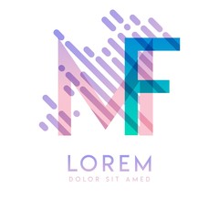 MF logo with the theme of galaxy speed and style that is suitable for creative and business industries. FM Letter Logo design for all webpage media and mobile, simple, modern and colorful.